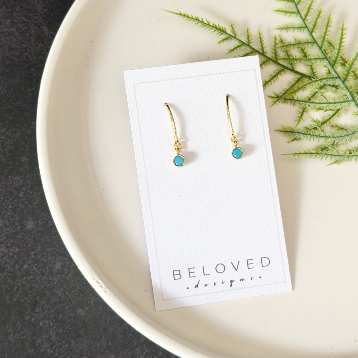 Fish Hook + Turquoise Earrings | Gold