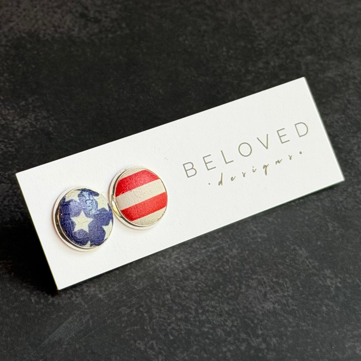 Cork Leather Stud Earrings | Stars + Stripes
