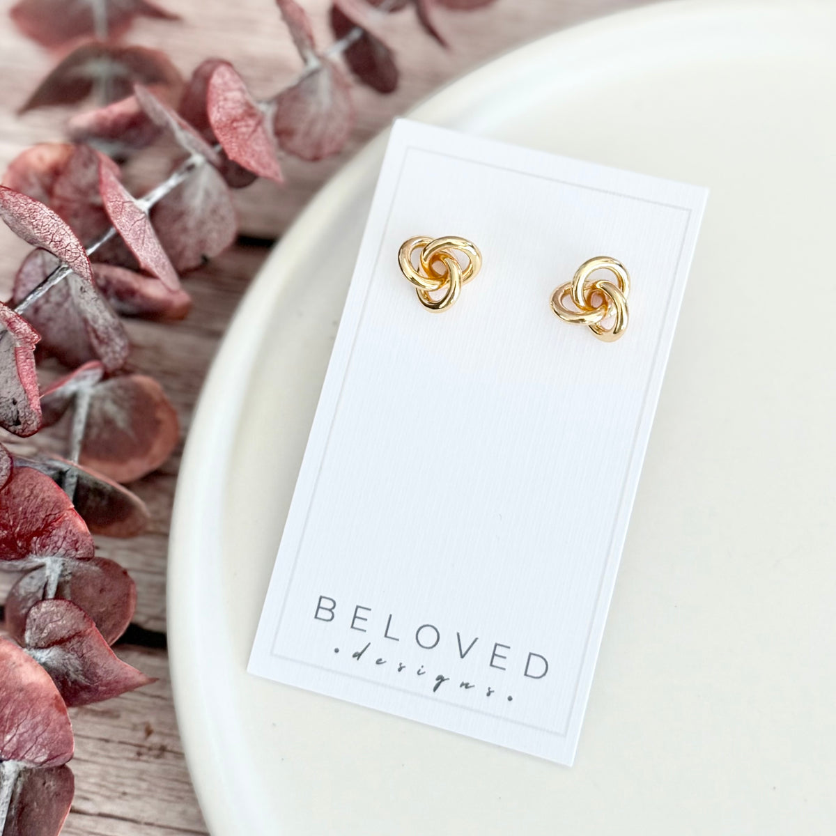 Love Knot Stud Earrings | Gold Large