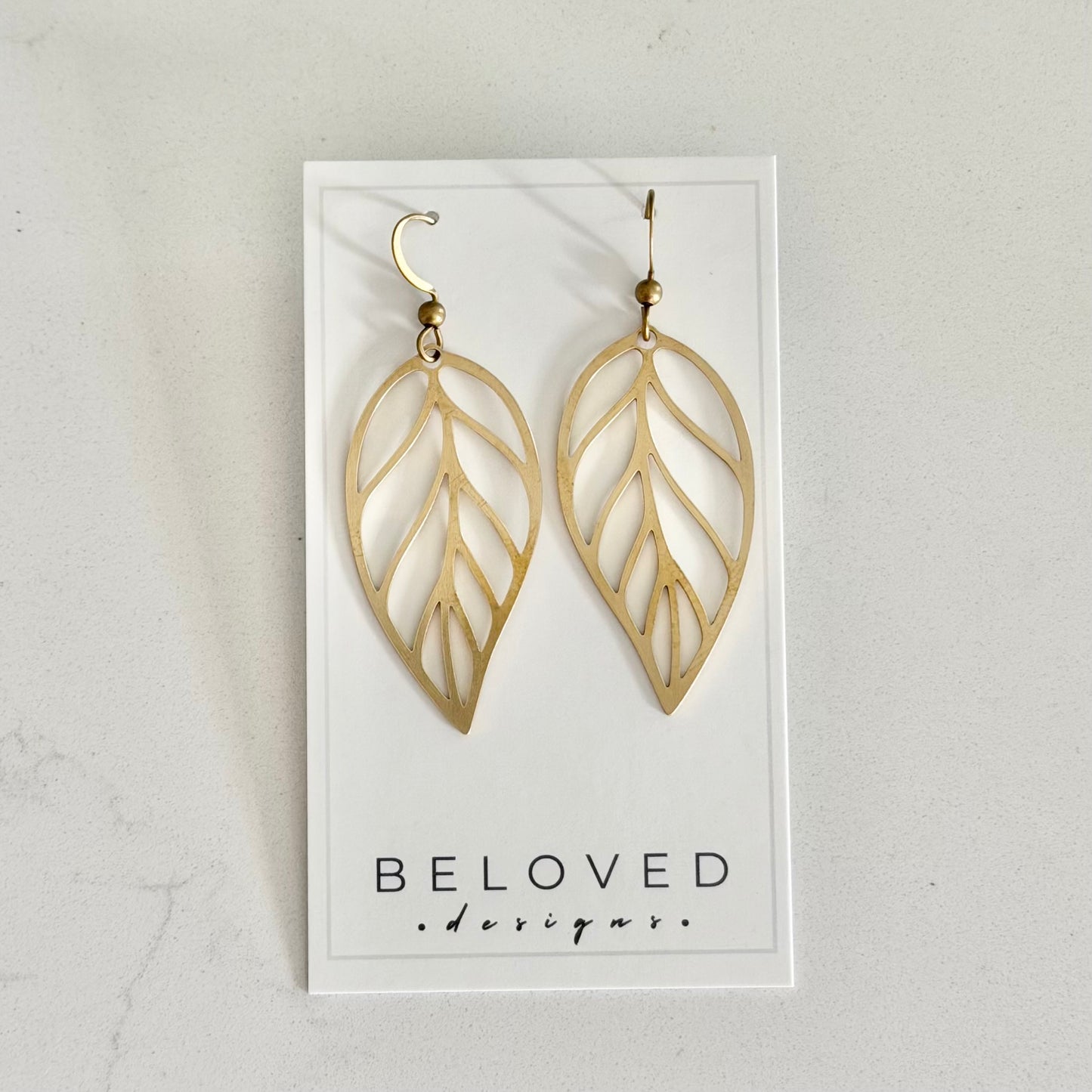 Brass Leaf Earrings | Large