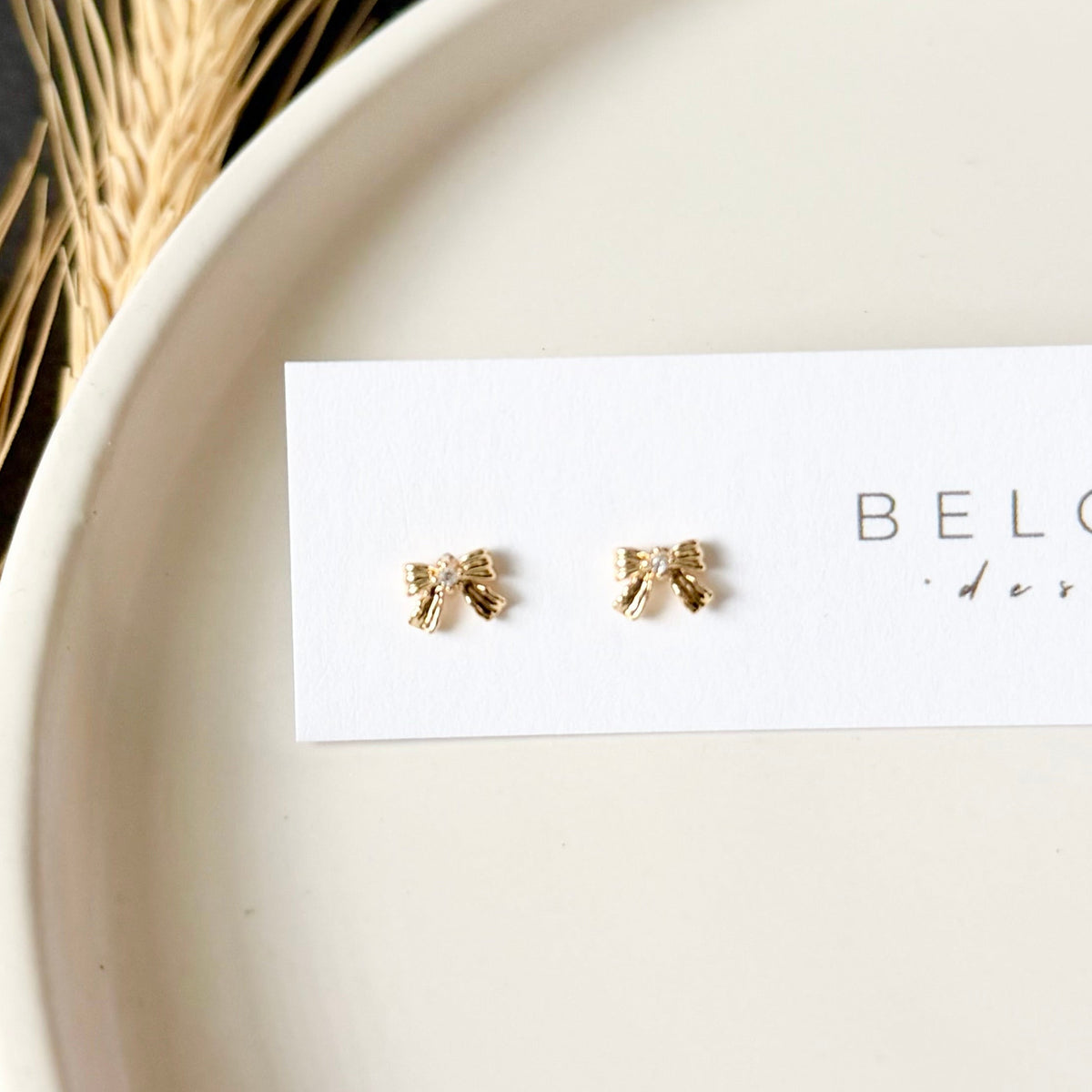 Bow Stud Earrings | Gold | Small