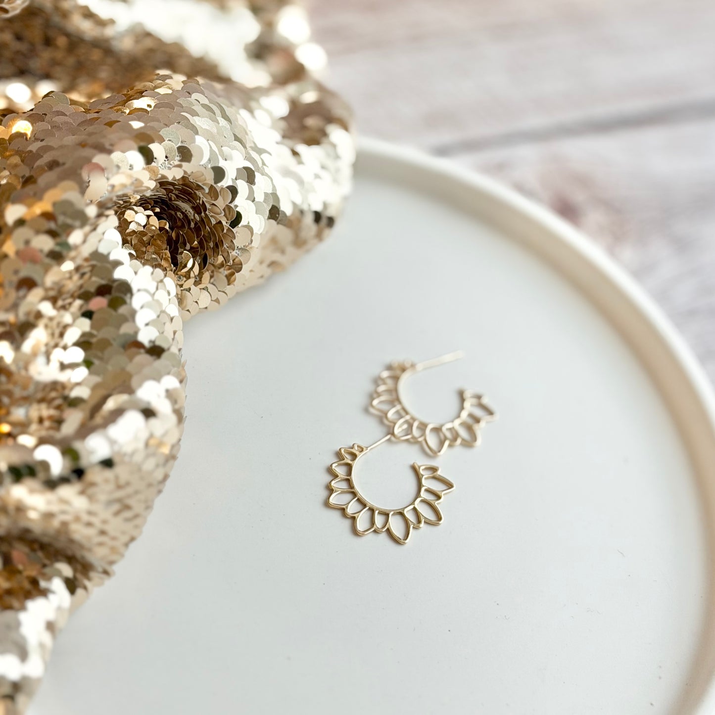 Flower Hoop Earrings | Gold