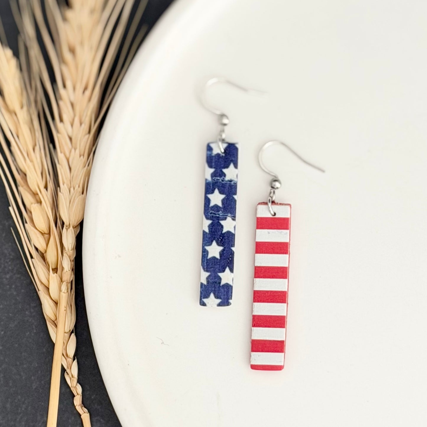 Cork Leather Bar Earrings | Stars + Stripes