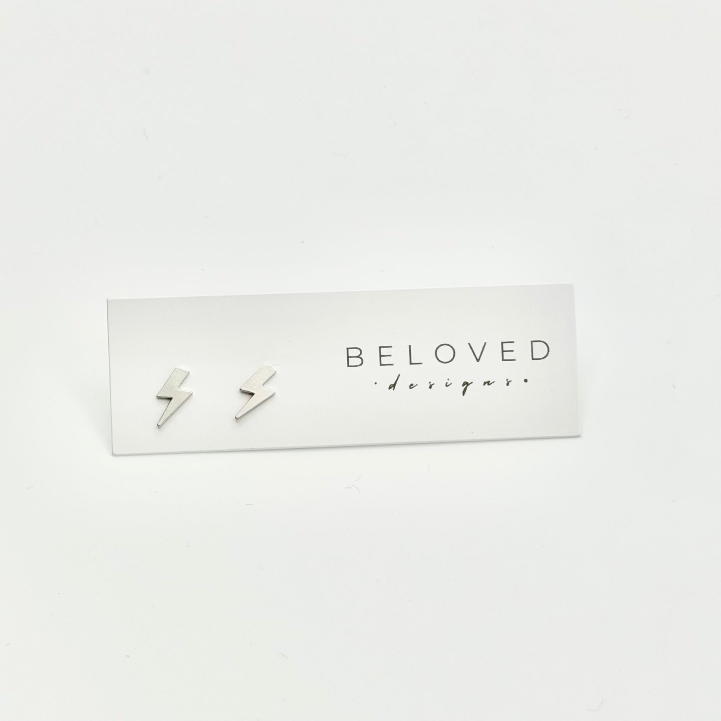 Lightning Stud Earrings | Brushed Rhodium