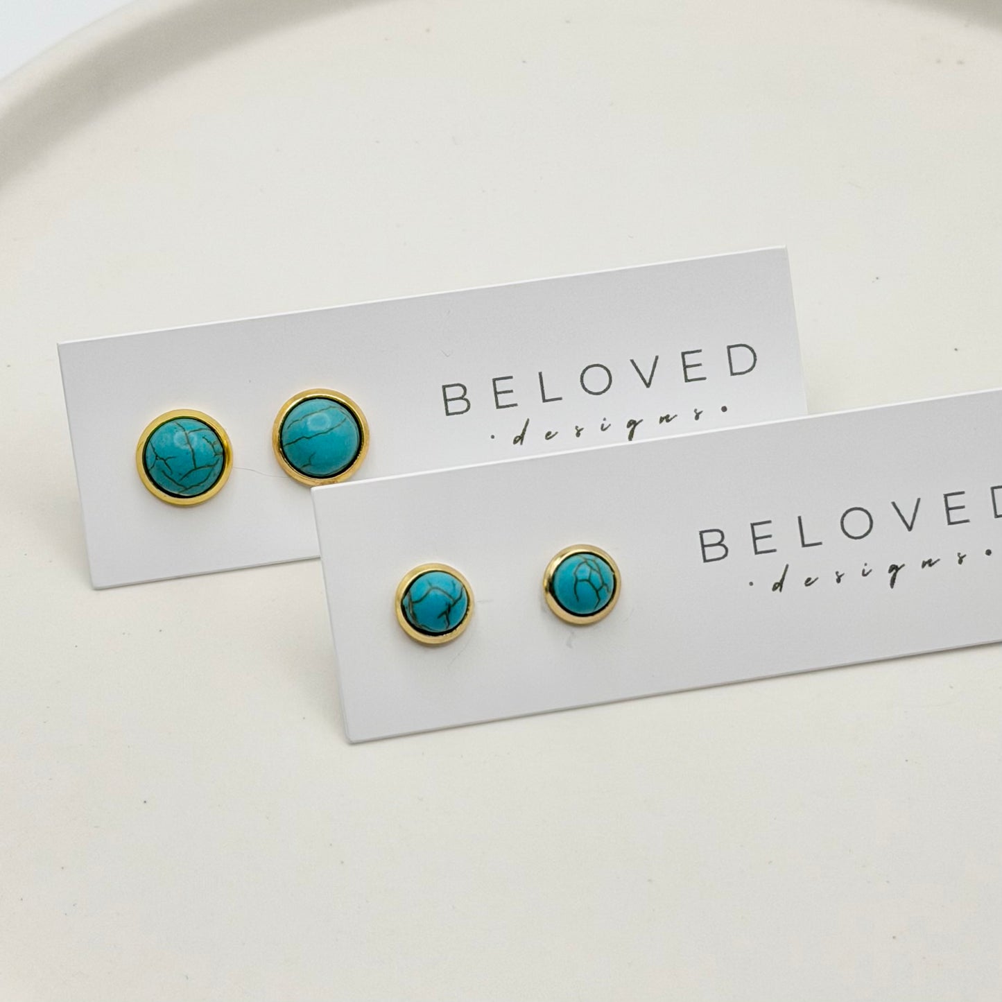 Turquoise Stud Earrings | Gold
