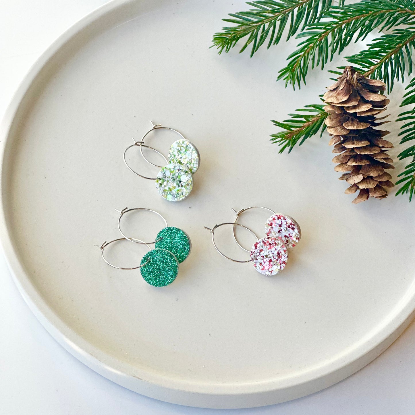 Leather Circle + Hoop Earrings | Holiday Sparkle