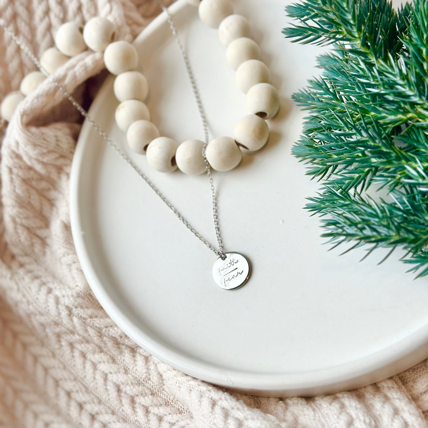 Faith Over Fear Necklace - Rhodium Plated