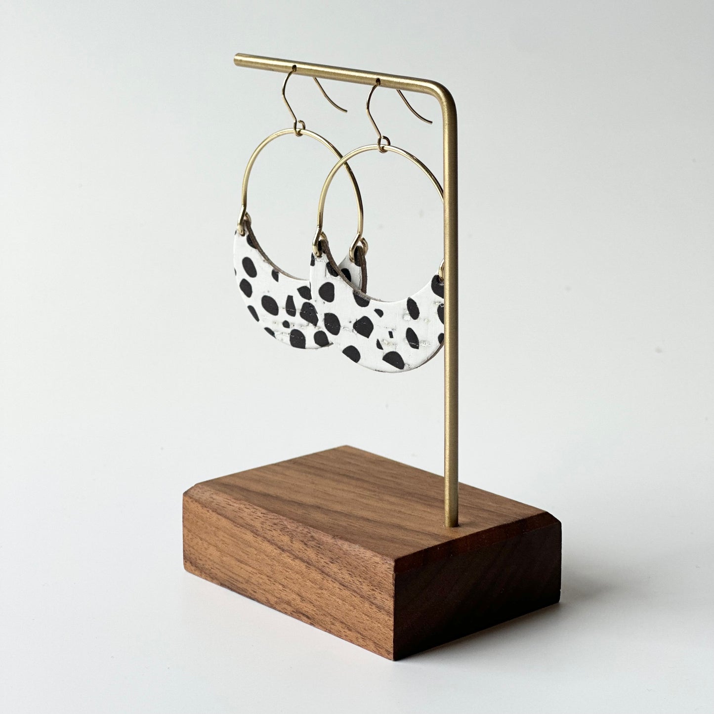 Dalmatian Cork Leather + Arch Earrings