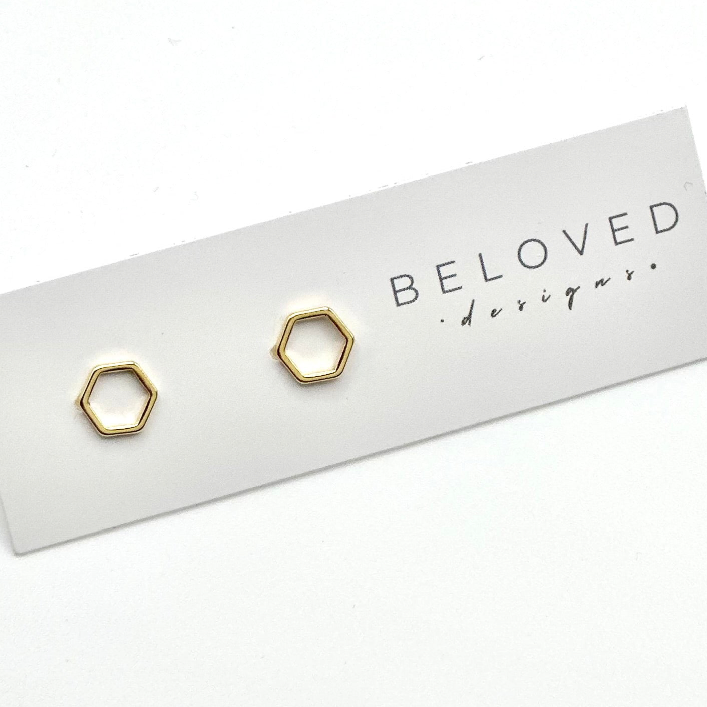 Hexagon Stud Earrings | Gold