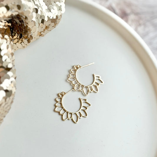 Flower Hoop Earrings | Gold