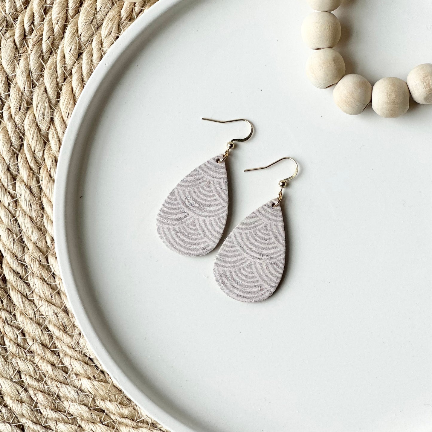 Neutral Rainbows Cork Leather Teardrop Earrings