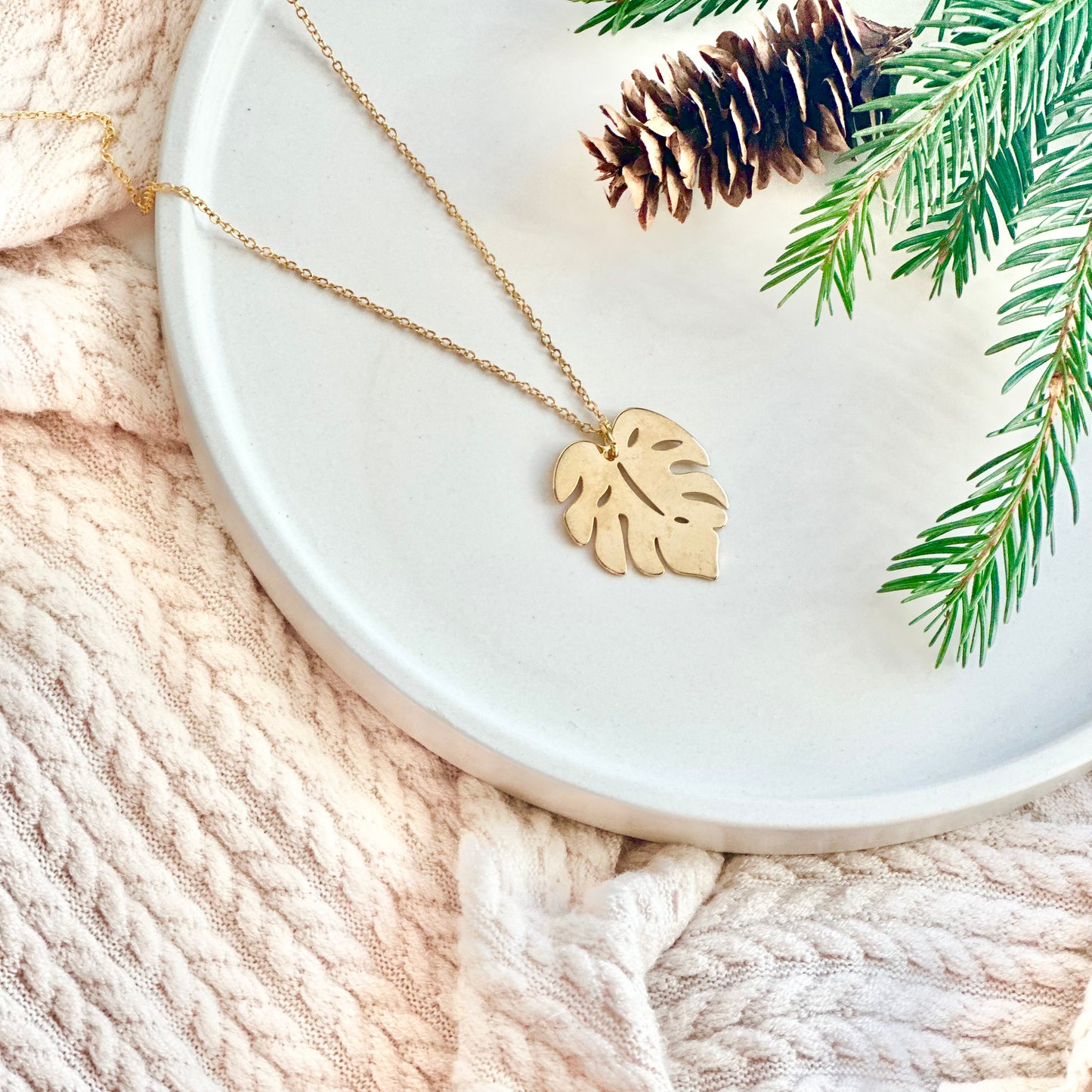 Gold Monstera Necklace