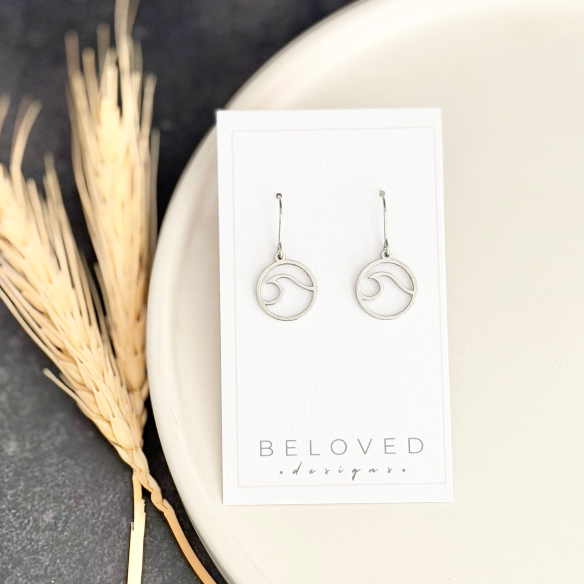 Wave Earrings | Small Rhodium