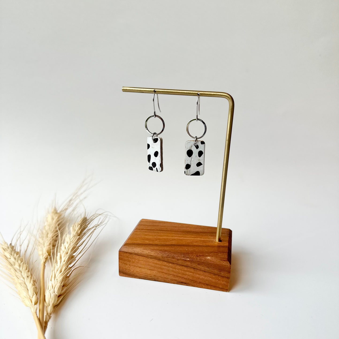 Dalmatian Cork Leather + Hoop Earrings