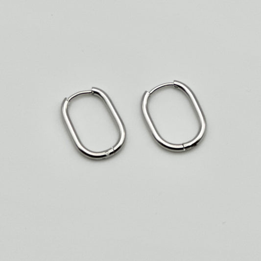 Oval Huggies | Rhodium