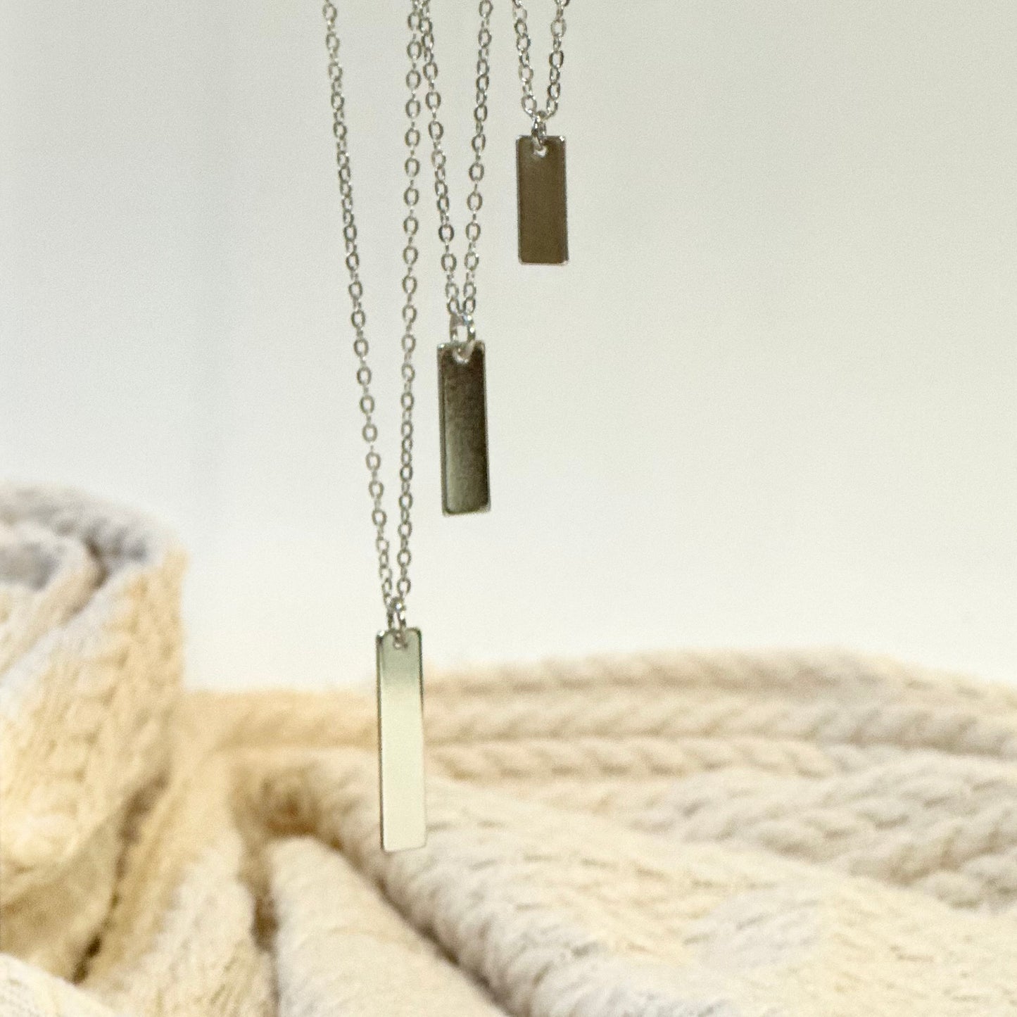 Rhodium Bar Necklace