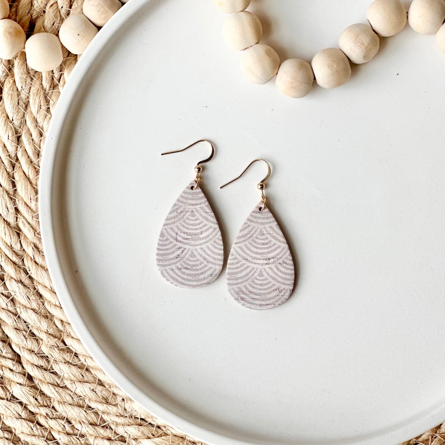 Neutral Rainbows Cork Leather Teardrop Earrings