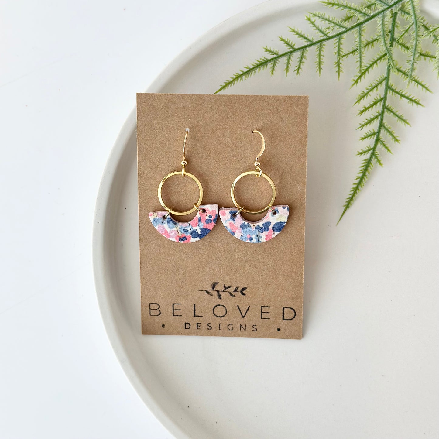 Summer Flowers Cork Leather Earrings