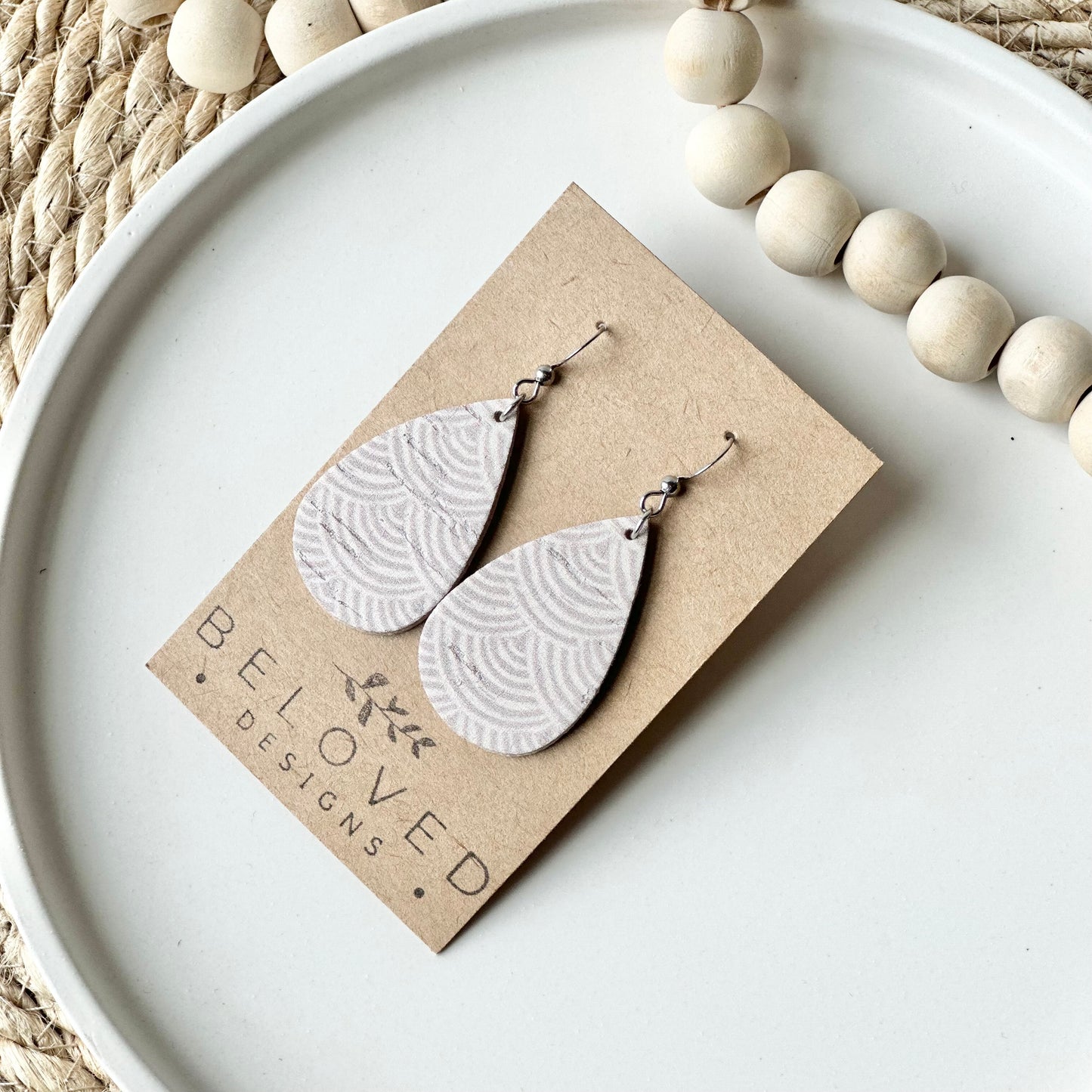 Neutral Rainbows Cork Leather Teardrop Earrings