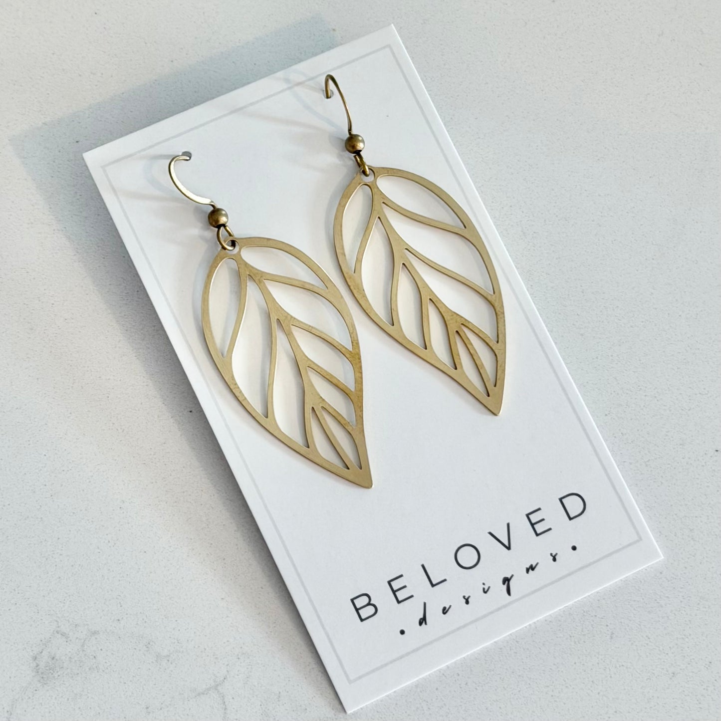 Brass Leaf Earrings | Large
