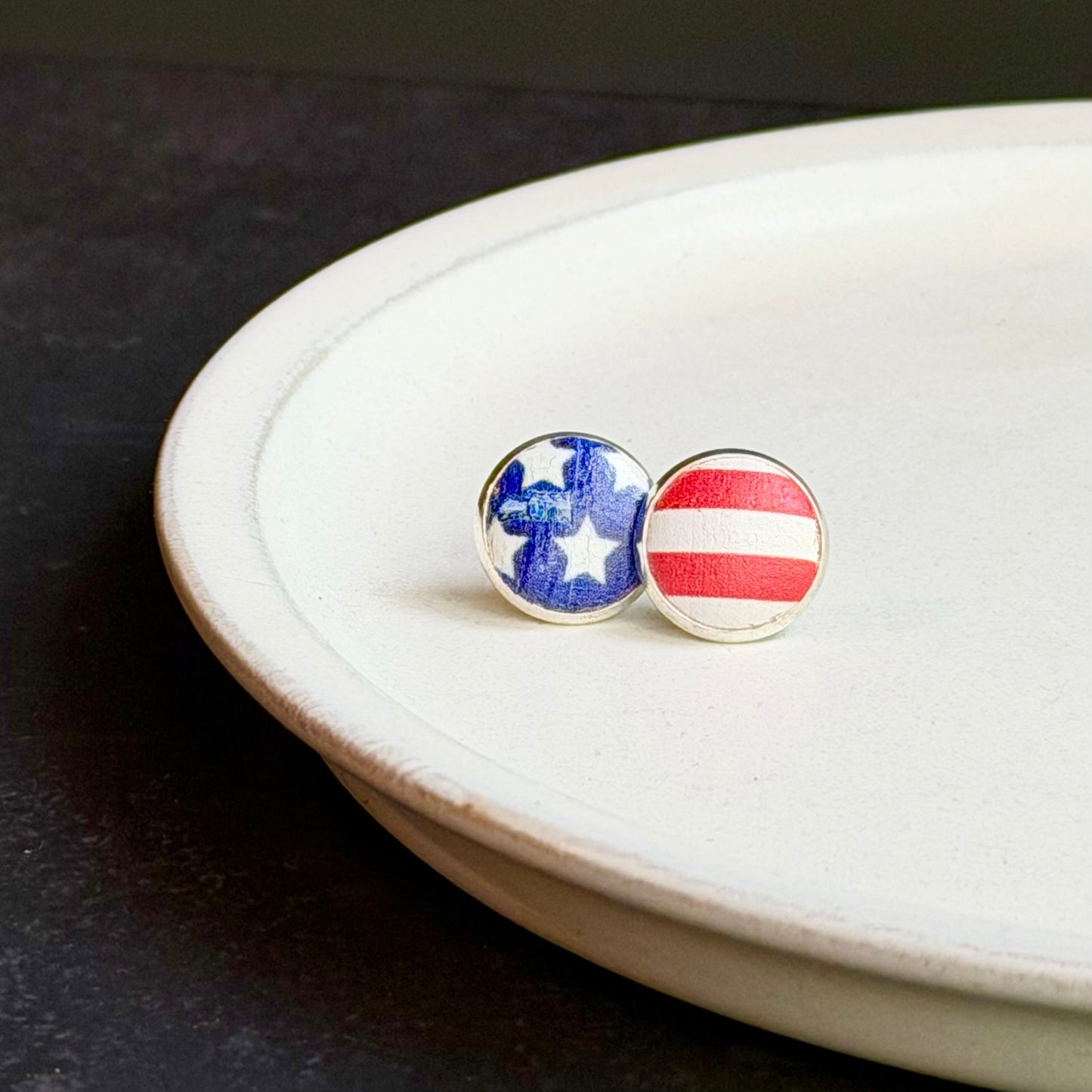 Cork Leather Stud Earrings | Stars + Stripes