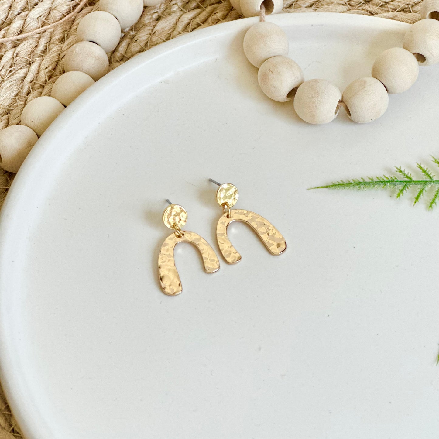 Hammered Gold Plated Stud Earrings