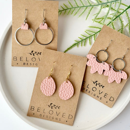 Sweet Pink Leather Earrings