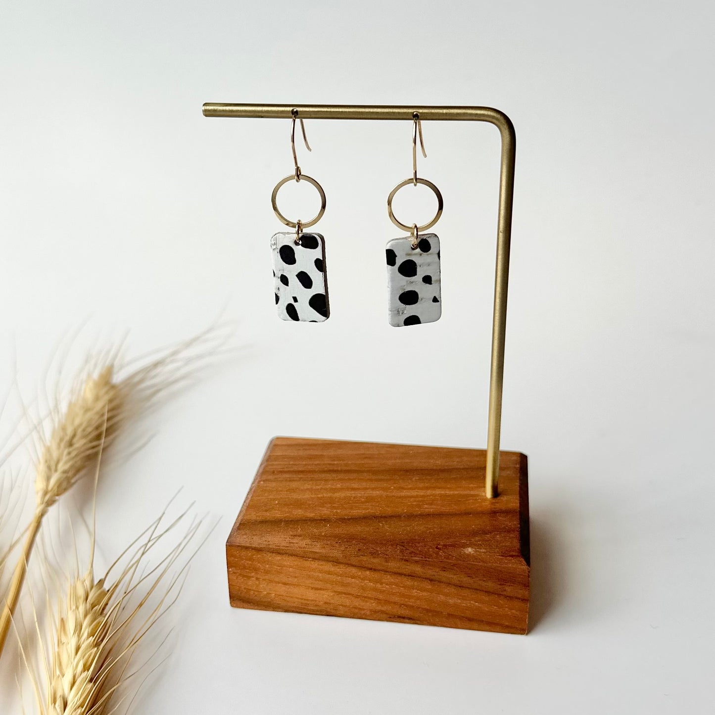 Dalmatian Cork Leather + Hoop Earrings