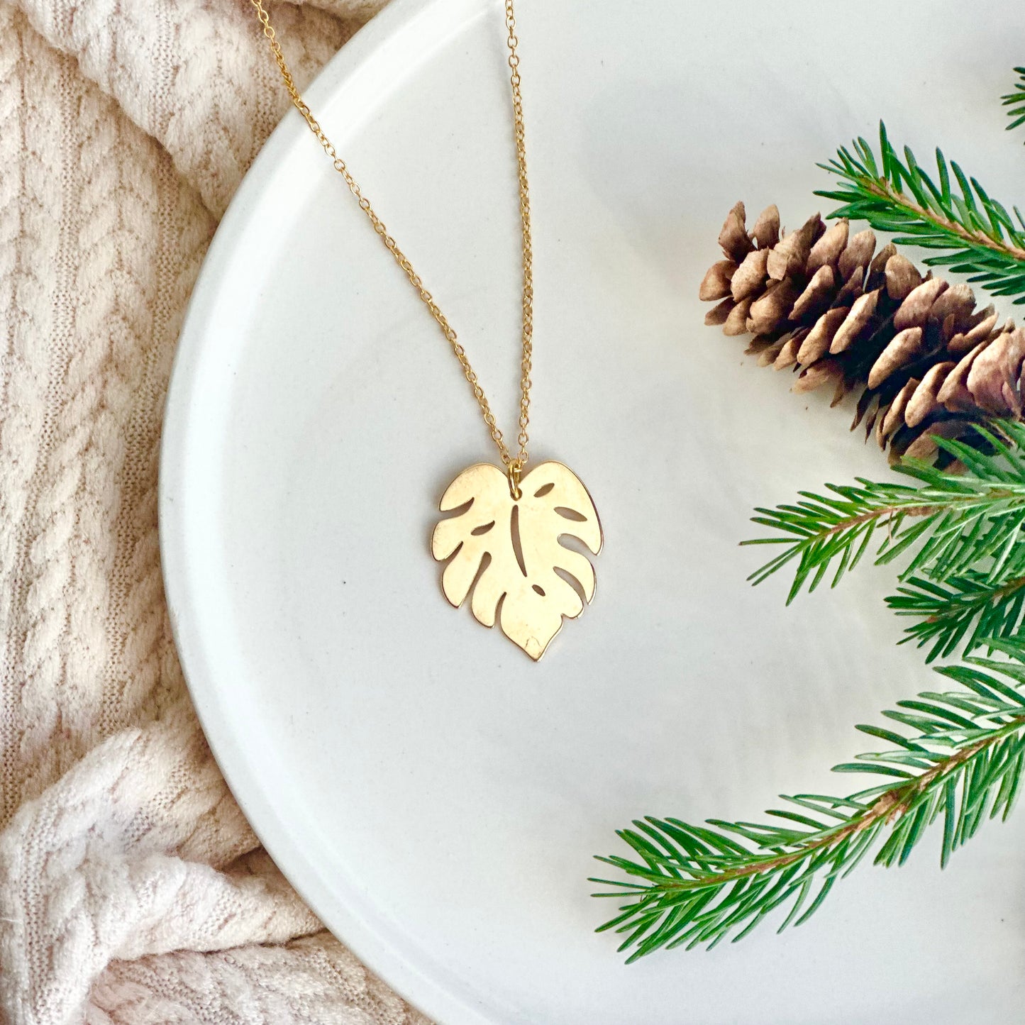 Gold Monstera Necklace