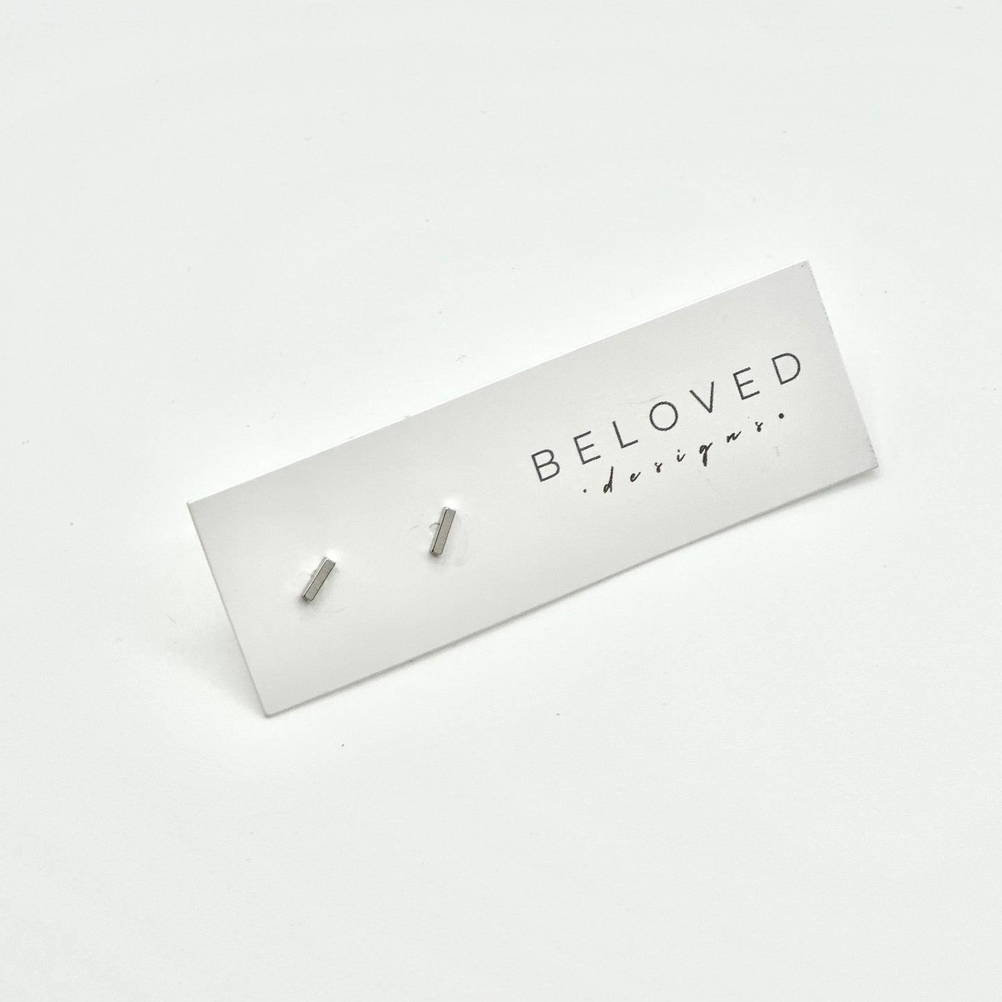 Bar Stud Earrings | Rhodium