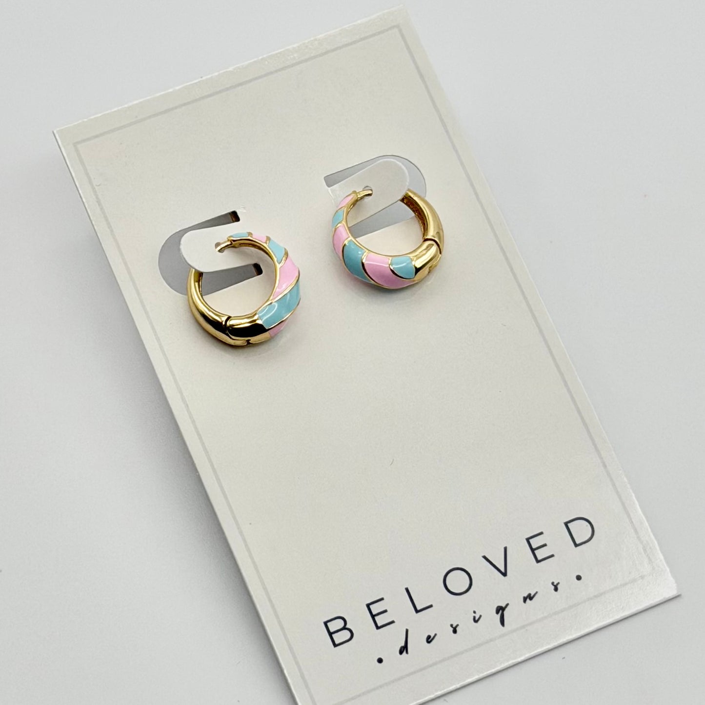 Pink + Blue Stripe Huggies | Gold