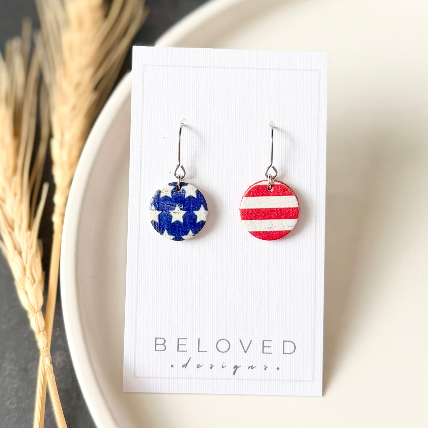 Cork Leather Circle Earrings | Stars + Stripes