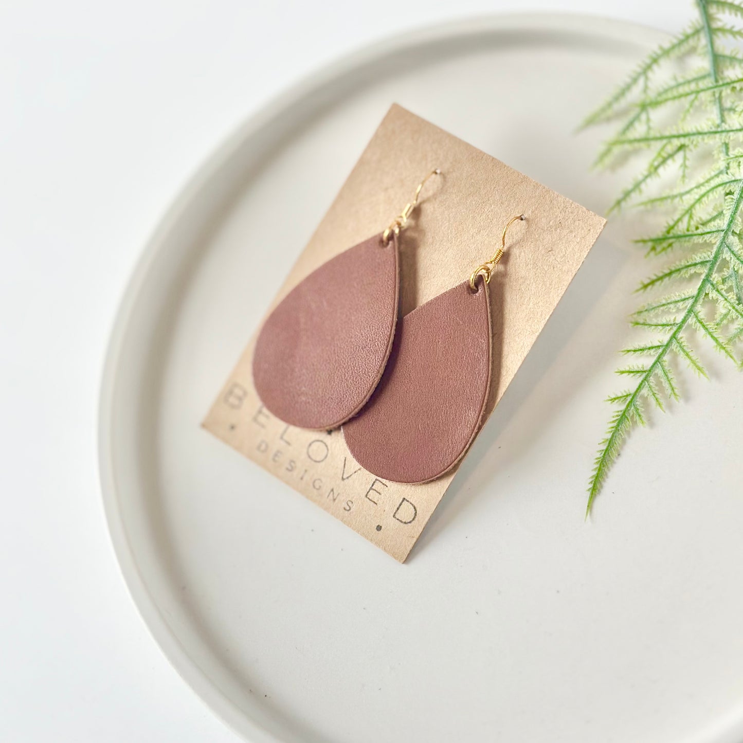 Nutmeg Leather Teardrop Earrings