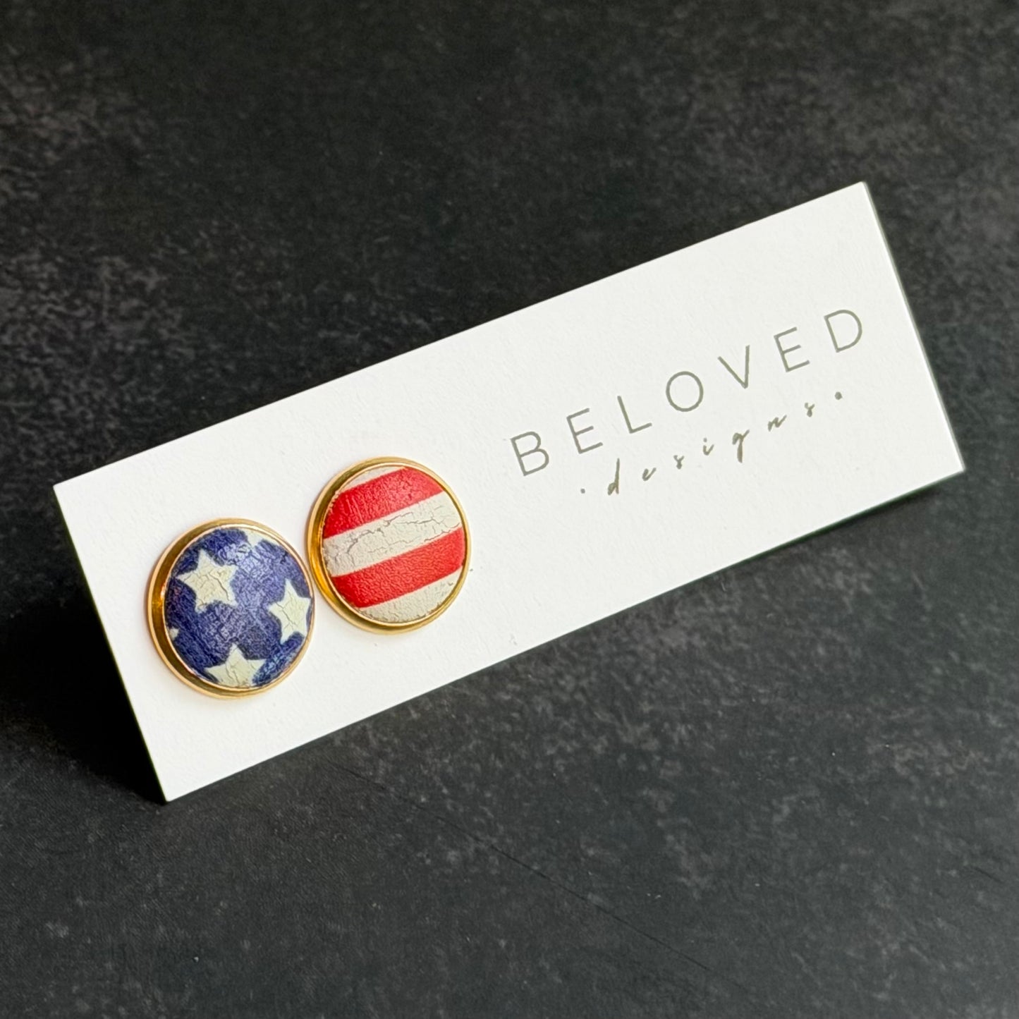Cork Leather Stud Earrings | Stars + Stripes