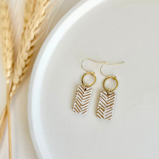 Golden Chevron Cork Leather + Hoop Earrings