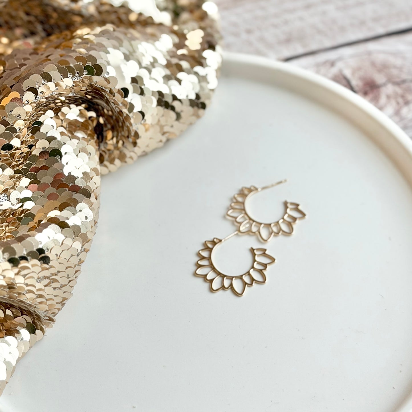 Flower Hoop Earrings | Gold