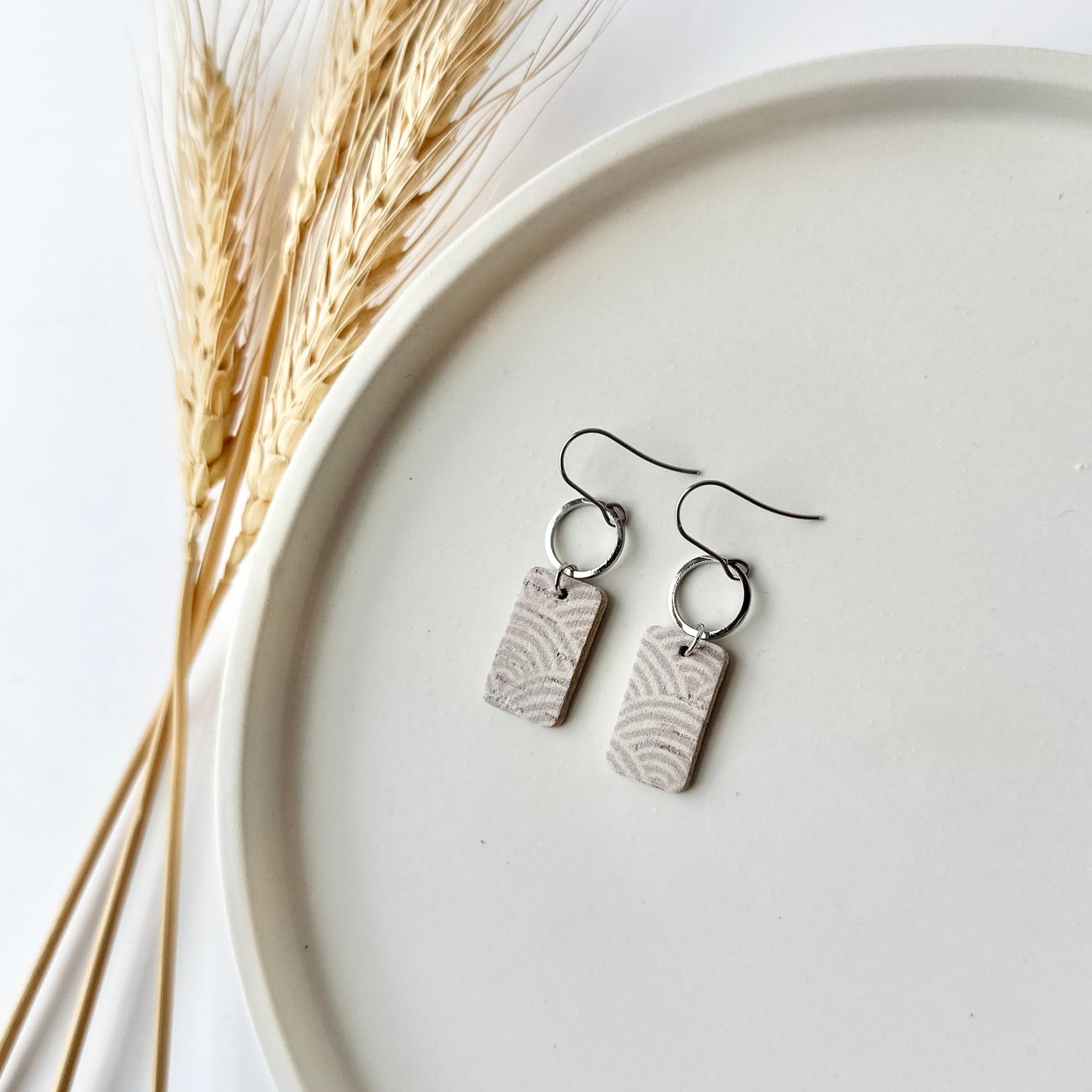 Neutral Rainbows Cork Leather + Hoop Earrings