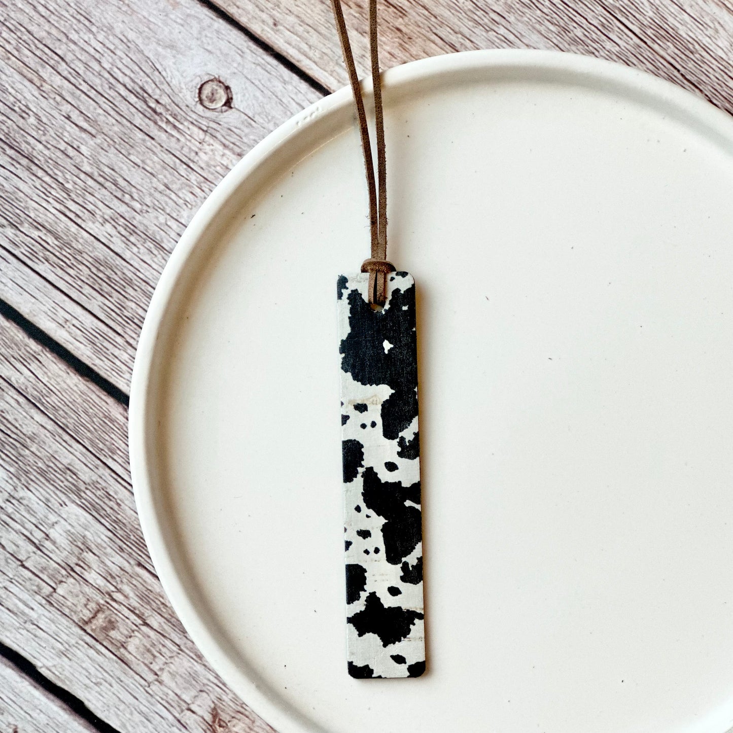 Leather Bookmark - Black Prints