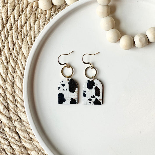 Cow Print Arch + Hoop Earrings