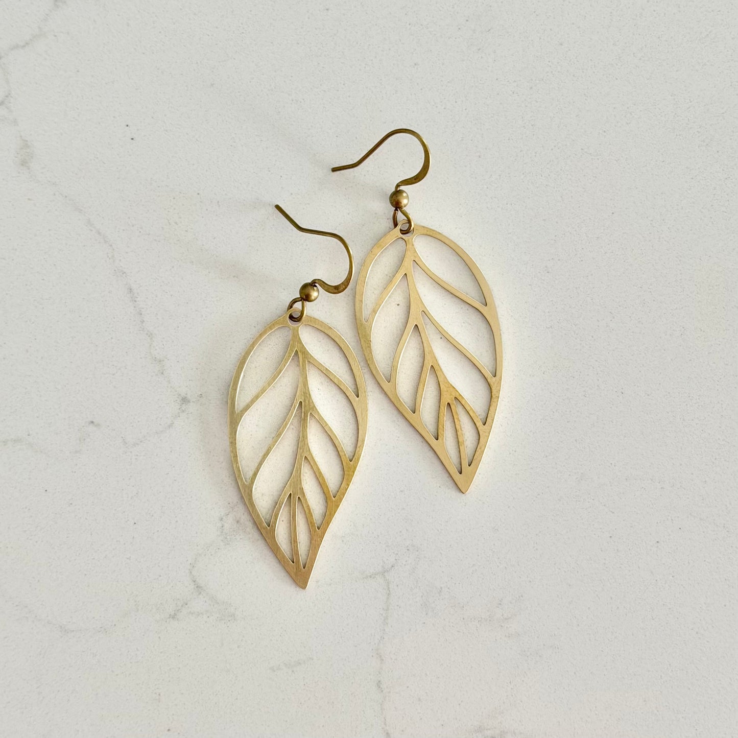 Brass Leaf Earrings | Large
