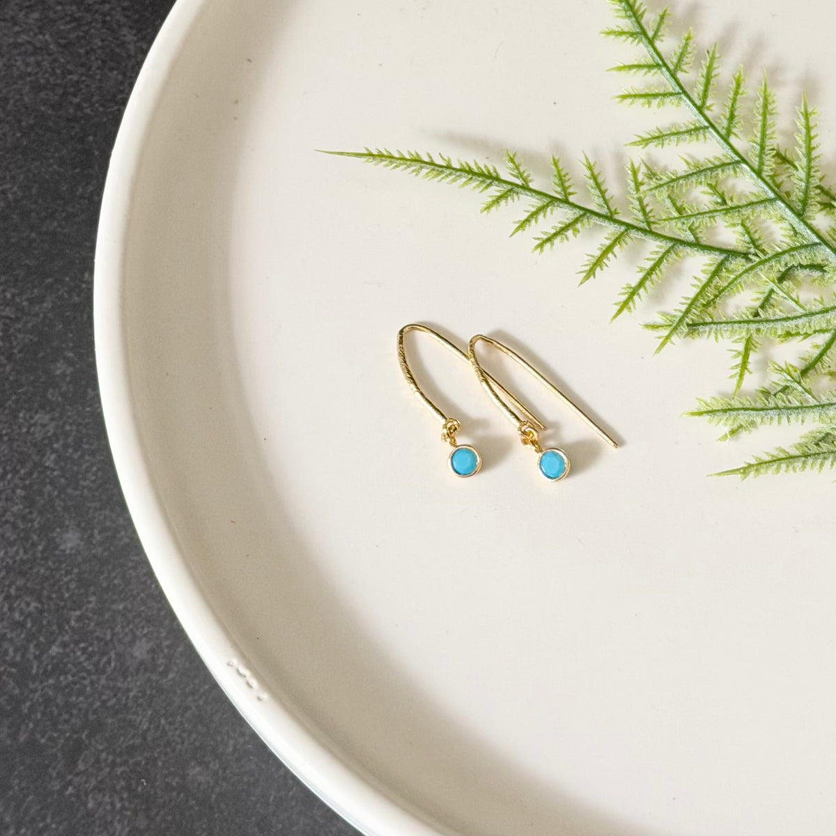 Fish Hook + Turquoise Earrings | Gold