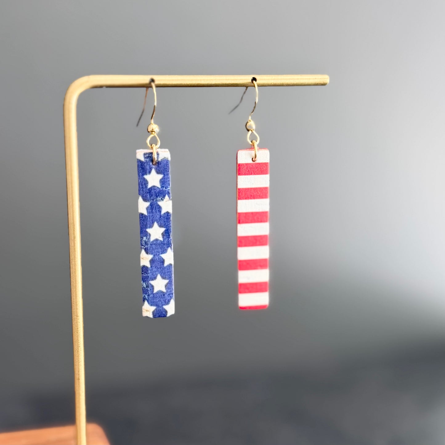 Cork Leather Bar Earrings | Stars + Stripes