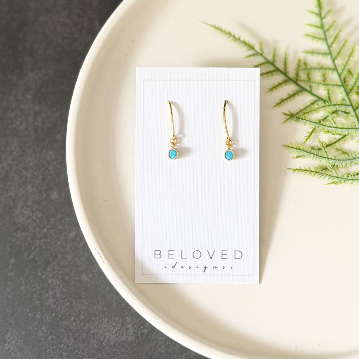 Fish Hook + Turquoise Earrings | Gold