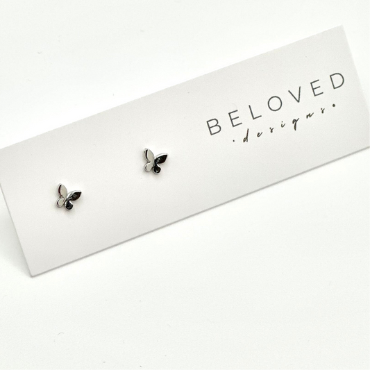 Butterfly Stud Earrings | Rhodium