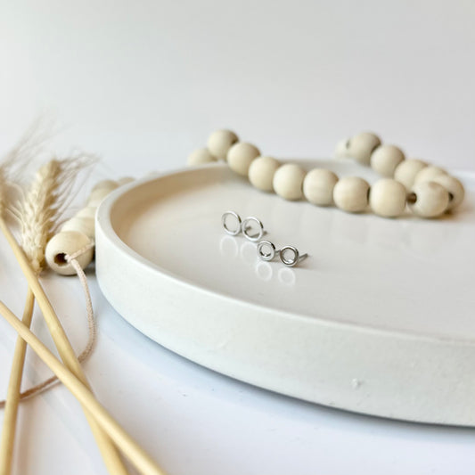 Open Circle Stud Earrings | Rhodium