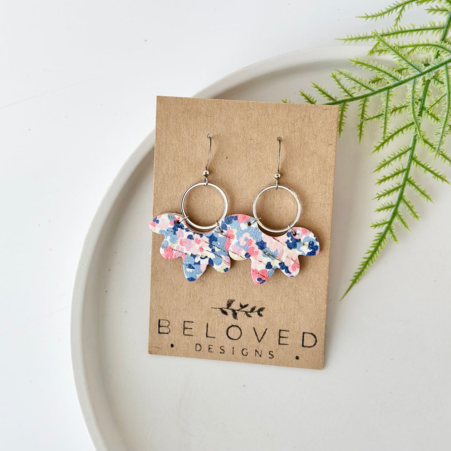 Summer Flowers Cork Leather Earrings