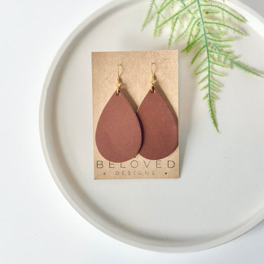 Nutmeg Leather Teardrop Earrings