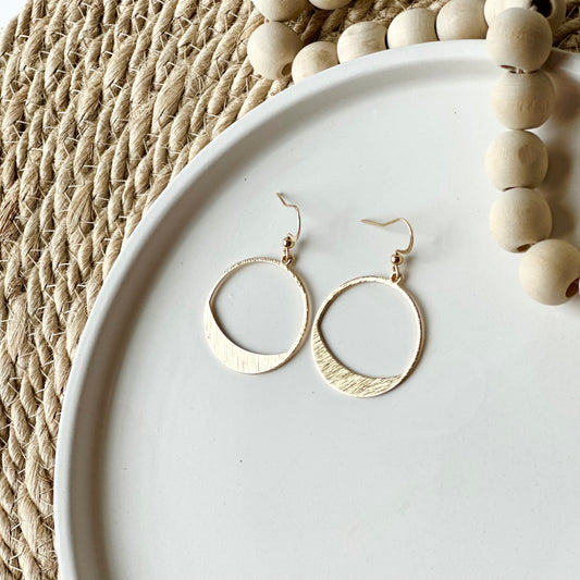 Brushed Brass Hoop Earrings ~ Large