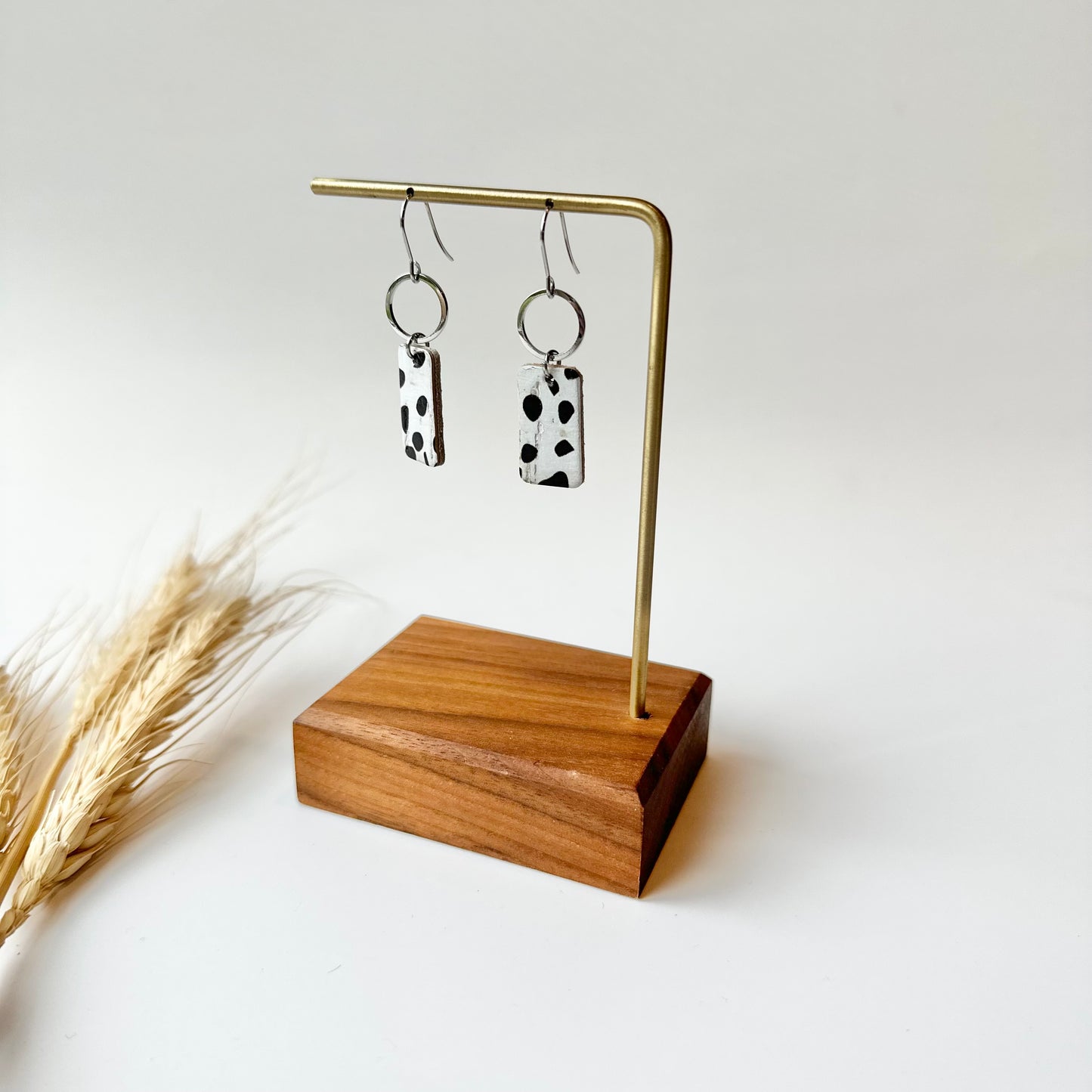 Dalmatian Cork Leather + Hoop Earrings