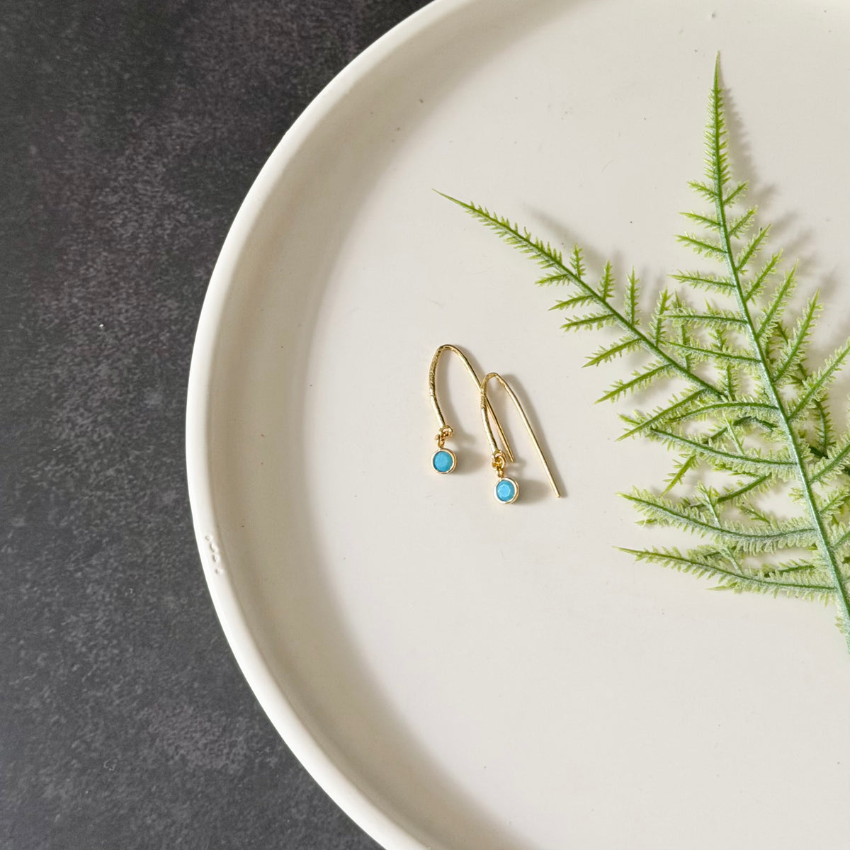 Fish Hook + Turquoise Earrings | Gold